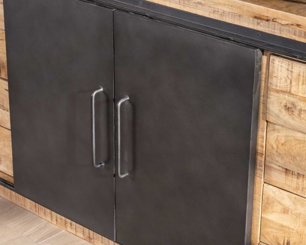 Aparador de metal y madera de 200 cm con puertas correderas «Caractère»