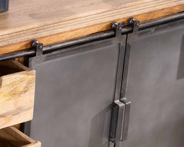 Aparador de estilo «factory» de madera maciza y metal «Haden»