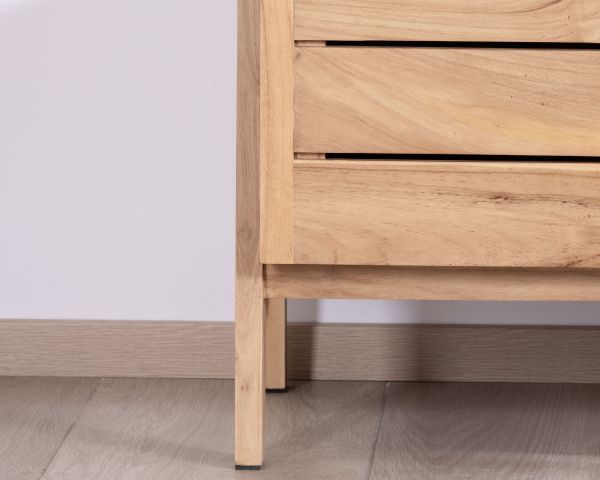 Mueble bajo lavabo de estilo japandi de 120 cm en teca «Beau Matin» 