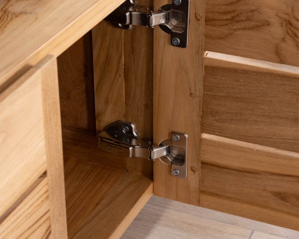 Mueble bajo lavabo de estilo japandi de 120 cm en teca «Beau Matin» 