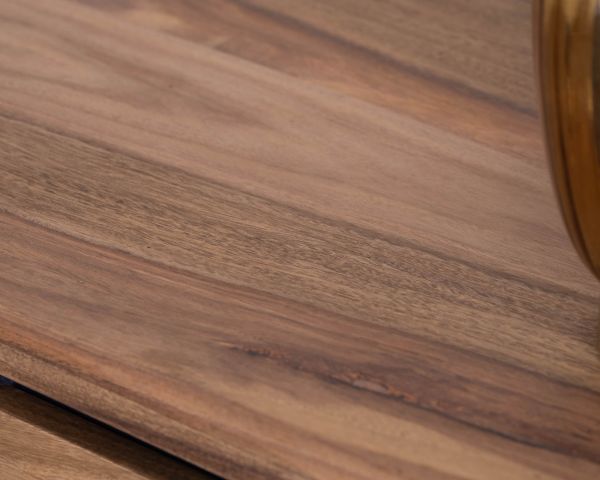 Aparador con múltiples compartimentos y estantes de cristal «Enoa», de palisandro y acacia, 200 cm 
