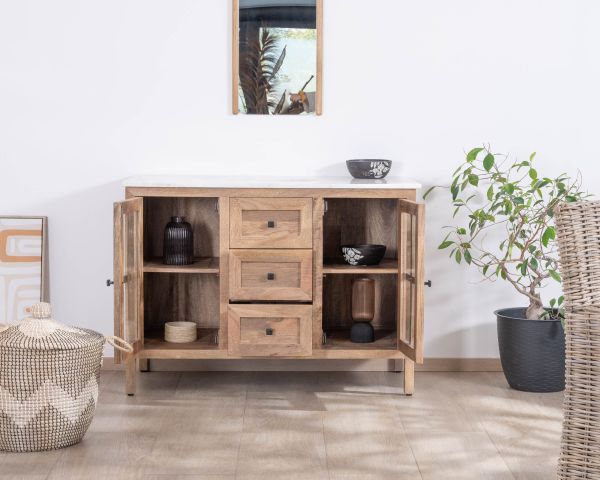 Mueble de baño con lavabo simple de 120 cm «Maestro», de madera de mango
