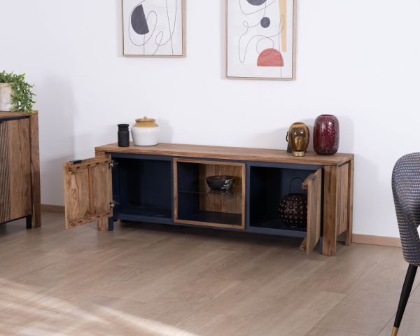Mueble para la televisión 175 de palisandro y acacia con iluminación LED «Enoa»