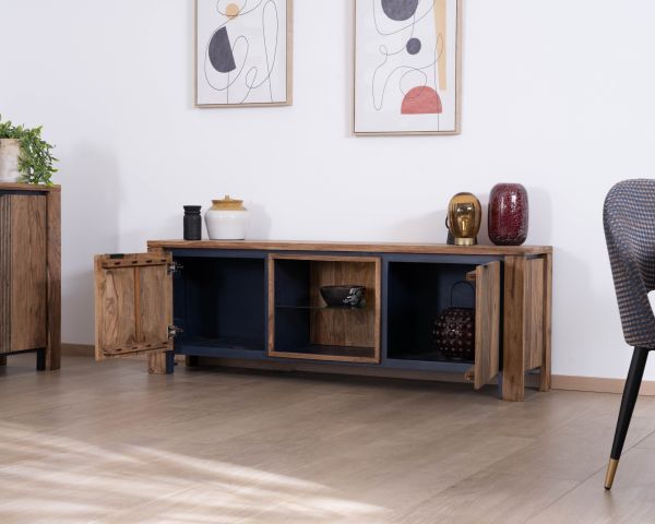 Mueble para la televisión 175 de palisandro y acacia con iluminación LED «Enoa»