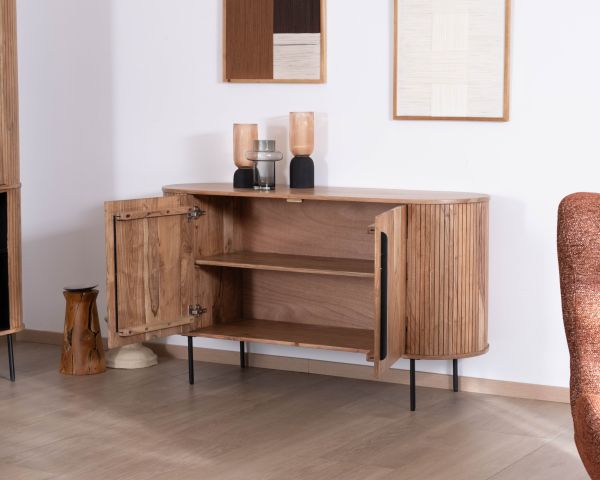Pequeño aparador de 145 cm de acacia con estilo retro «Bopee»