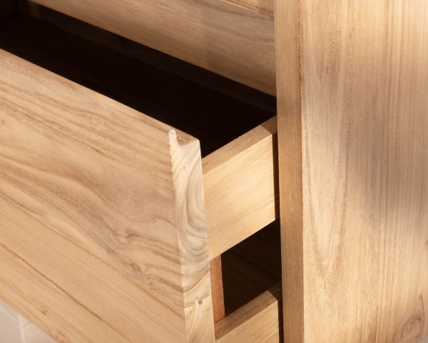 Mueble suspendido para lavabo de 80 cm con 1 cajón «Bowdy» de teca maciza