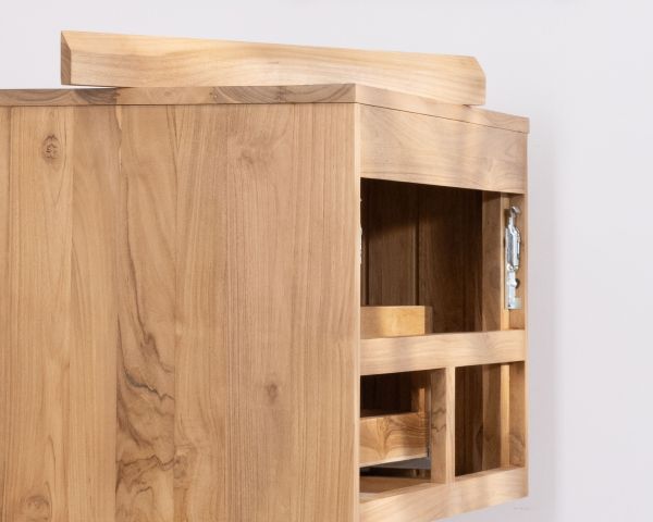 Mueble suspendido para lavabo de 80 cm con 1 cajón «Bowdy» de teca maciza