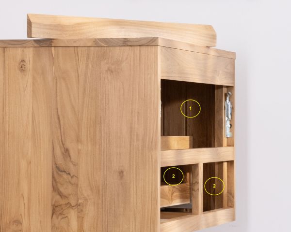 Mueble suspendido para lavabo de 80 cm con 1 cajón «Bowdy» de teca maciza