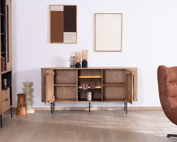 Aparador de diseño retro con nichos centrales «Bopee» con iluminación LED