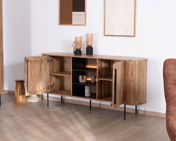 Aparador de diseño retro con nichos centrales «Bopee» con iluminación LED