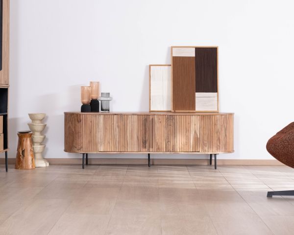 Mueble para la tele de estilo retro en madera de acacia «Bopee», 175 cm