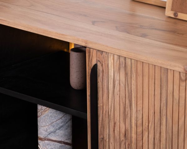 Mueble para la tele de diseño retro de 175 cm «Bopee» con iluminación LED