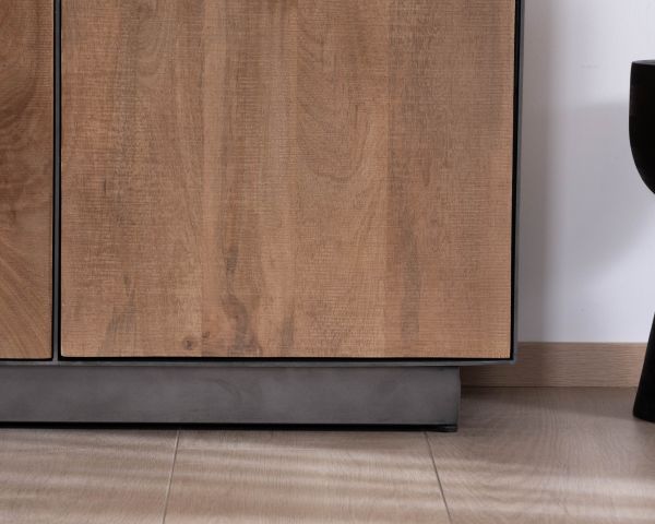 Cajonera de madera maciza de mango con 2 puertas «Santo», de estilo minimalista