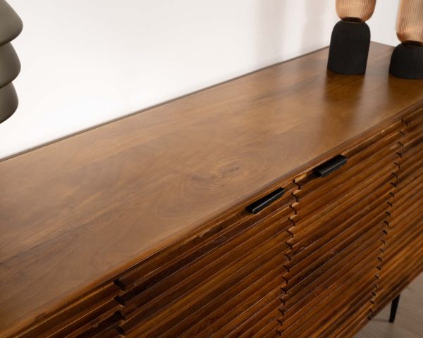 Aparador retro de 4 puertas de teca y mango macizo, 183 cm, «Sheffield»