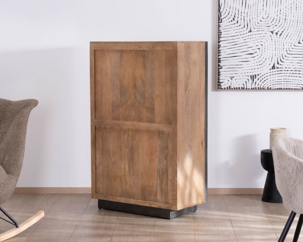 Cajonera de madera maciza de mango con 2 puertas «Santo», de estilo minimalista