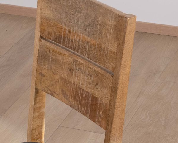 Juego de 2 sillas de comedor de madera de mango sin tratar «Manoha» con asiento tapizado