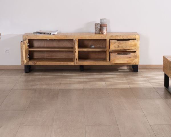 Sofá para televisión de 175 cm de madera de mango y patas de metal «Manoha»