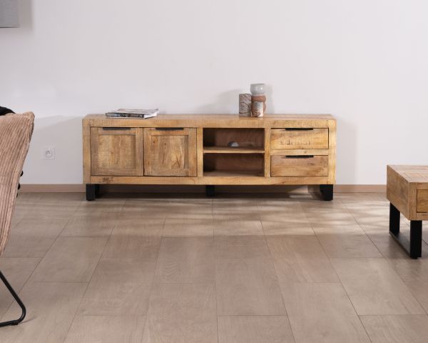 Sofá para televisión de 175 cm de madera de mango y patas de metal «Manoha»