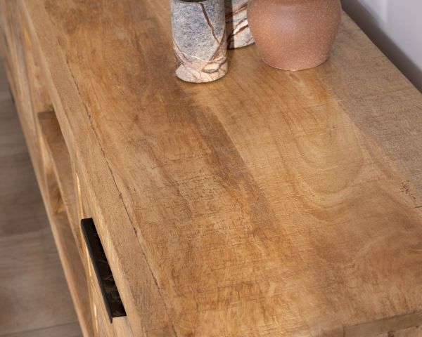 Sofá para televisión de 175 cm de madera de mango y patas de metal «Manoha»