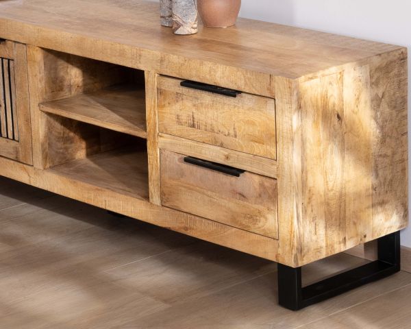 Sofá para televisión de 175 cm de madera de mango y patas de metal «Manoha»