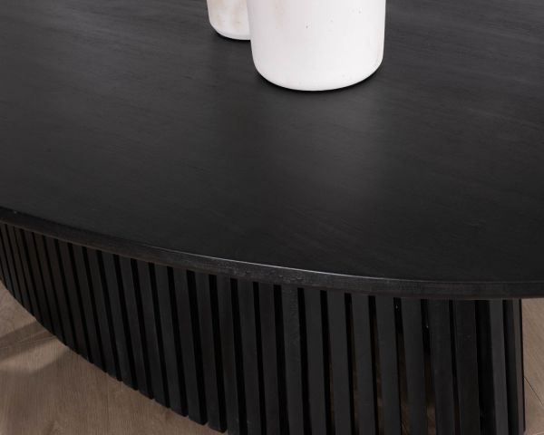 Mesa de comedor ovalada de 210 cm de teca negra con pata central calada «Dutipi»