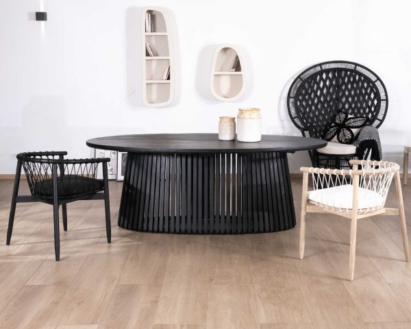 Silla de comedor de madera y cuerda trenzada «Katue»