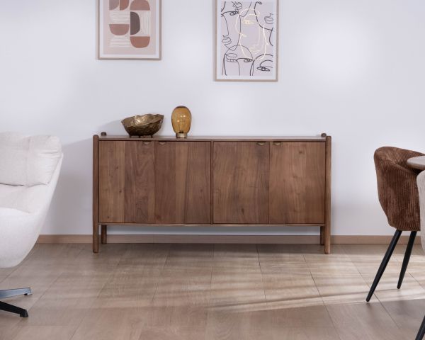 Aparador de acacia maciza «Yona» de 4 puertas con un diseño minimalista