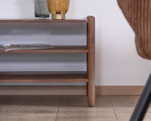 Mueble para la tele de estilo «japandi» «Yona», de acacia maciza, 130 cm