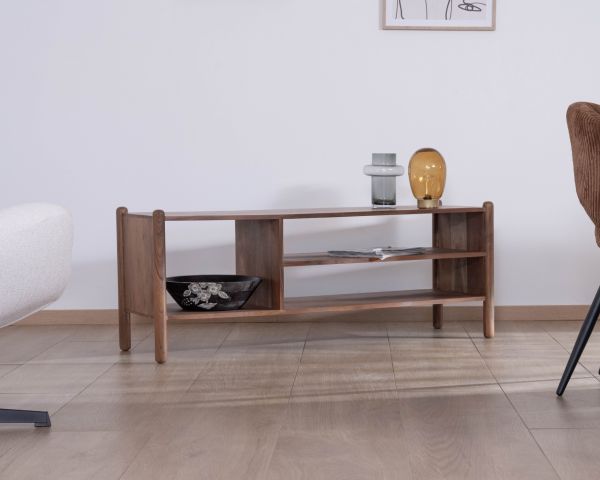 Mueble para la tele de estilo «japandi» «Yona», de acacia maciza, 130 cm