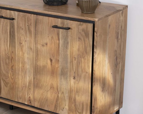 Aparador industrial de 160 cm de acacia «Baltik» con puertas, cajones y nichos
