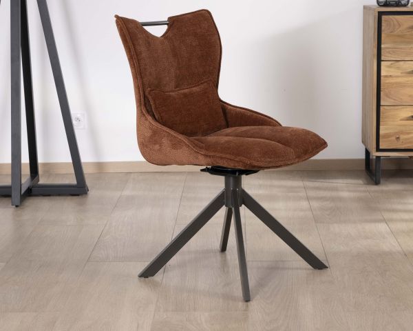 Lote de 2 sillas giratorias de estilo retro «Biorg» en tela color óxido
