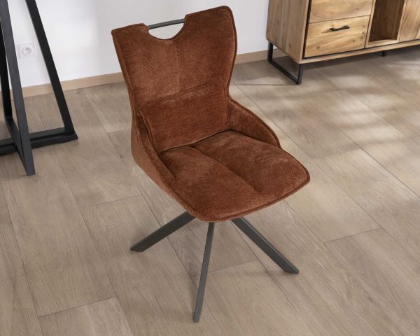Lote de 2 sillas giratorias de estilo retro «Biorg» en tela color óxido