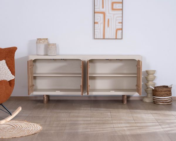Aparador bajo de 4 puertas, de estilo orgánico y contemporáneo, «Miona»