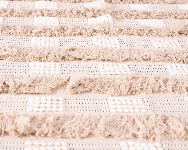 Alfombra decorativa de algodón texturizado en color beige «Matis», 120 x 180 cm