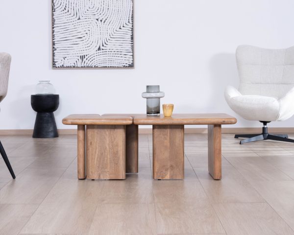Mesa de centro modular de madera de mango «Naura» de estilo orgánico