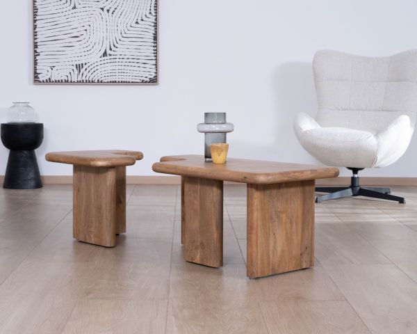 Mesa de centro modular de madera de mango «Naura» de estilo orgánico