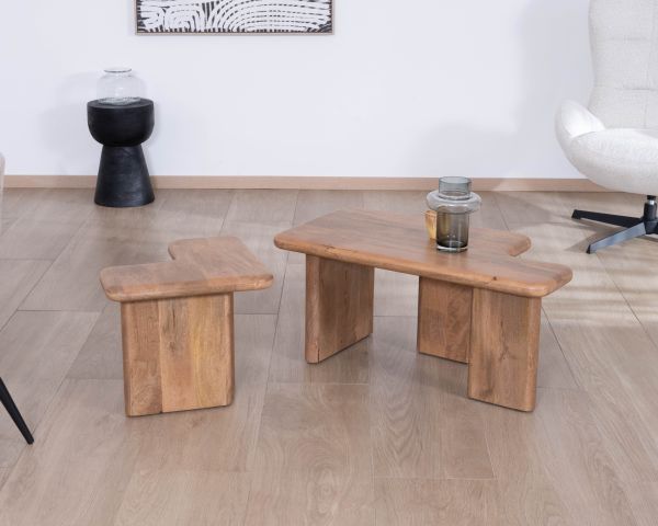 Mesa de centro modular de madera de mango «Naura» de estilo orgánico