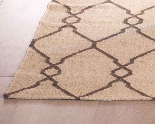 Alfombra kilim beige con motivos bereberes, de lana y yute, modelo «Cocoon», de 120 x 180 cm