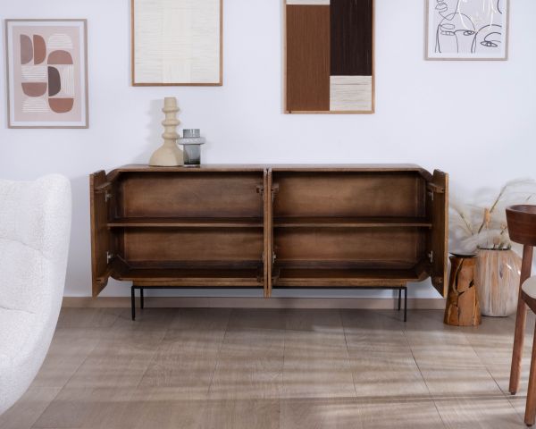 Aparador de 4 puertas de estilo «newtro» en madera de mango «Moky», 175 cm