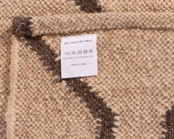 Alfombra kilim beige con motivos bereberes, de lana y yute, modelo «Cocoon», de 120 x 180 cm