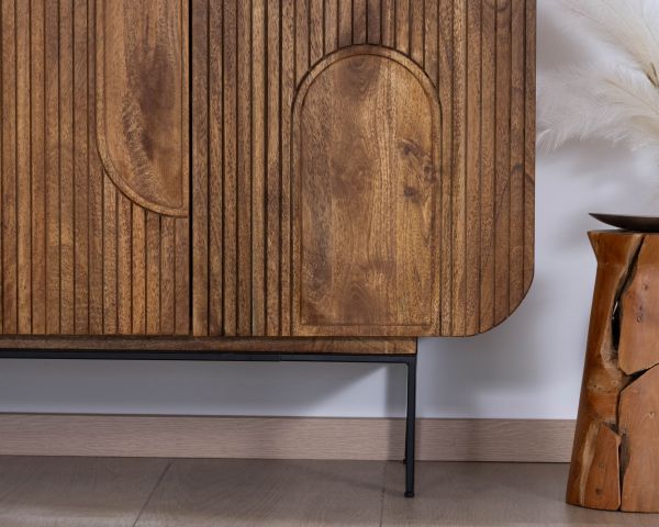 Aparador de 4 puertas de estilo «newtro» en madera de mango «Moky», 175 cm