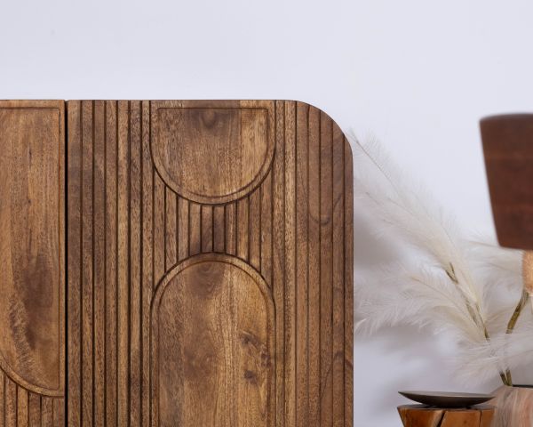Aparador de 4 puertas de estilo «newtro» en madera de mango «Moky», 175 cm