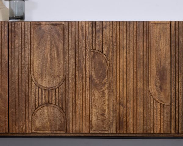 Aparador de 4 puertas de estilo «newtro» en madera de mango «Moky», 175 cm