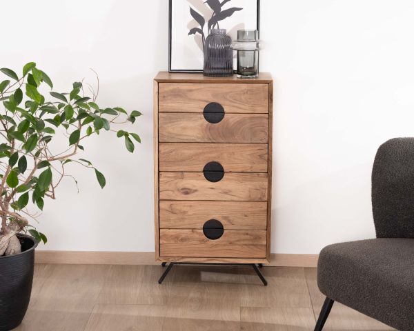 Mueble vertical de acacia con 6 cajones «Spot»