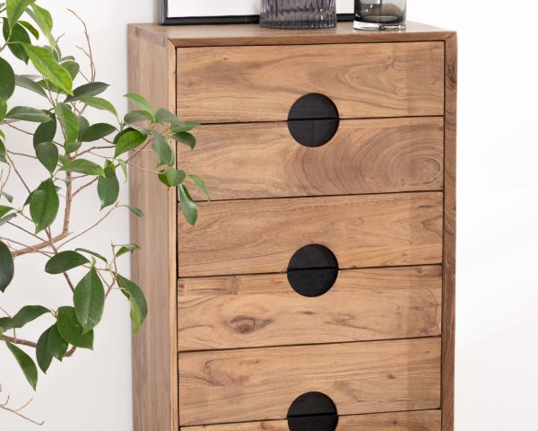Mueble vertical de acacia con 6 cajones «Spot»