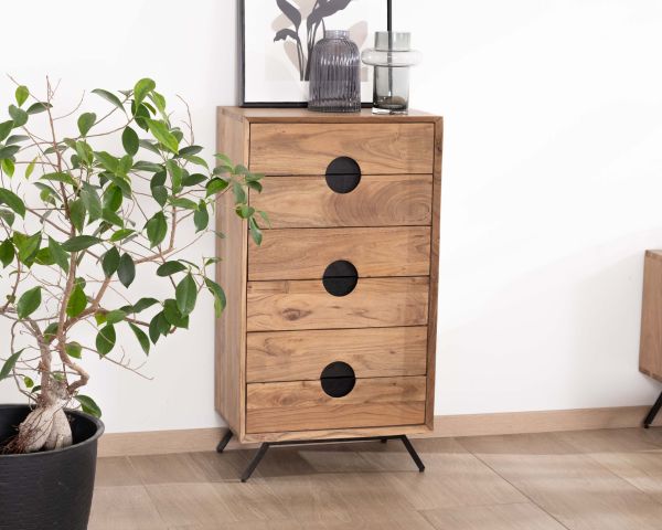 Mueble vertical de acacia con 6 cajones «Spot»