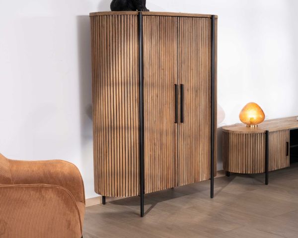 Armario pequeño redondeado de 120 cm de madera exótica «Troms»