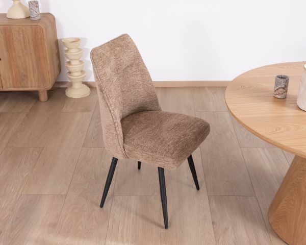 Lote de 2 sillas de comedor contemporáneas, acolchadas con tejido bouclé de color greige «Ondine»