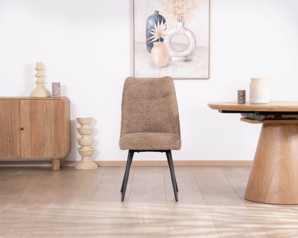 Lote de 2 sillas de comedor contemporáneas, acolchadas con tejido bouclé de color greige «Ondine»