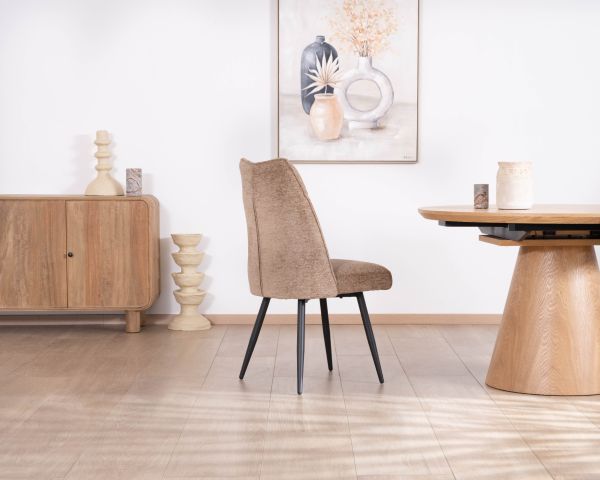 Lote de 2 sillas de comedor contemporáneas, acolchadas con tejido bouclé de color greige «Ondine»